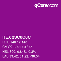 カラーコード: HEX #8C0C8C | qconv.com