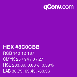 Color code: HEX #8C0CBB | qconv.com