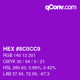 Color code: HEX #8C0CC9 | qconv.com