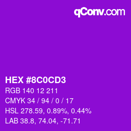 カラーコード: HEX #8C0CD3 | qconv.com