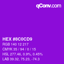 カラーコード: HEX #8C0CD9 | qconv.com