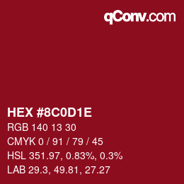 Color code: HEX #8C0D1E | qconv.com