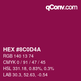 颜色代码: HEX #8C0D4A | qconv.com