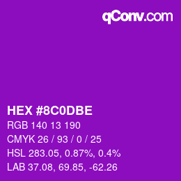 Color code: HEX #8C0DBE | qconv.com