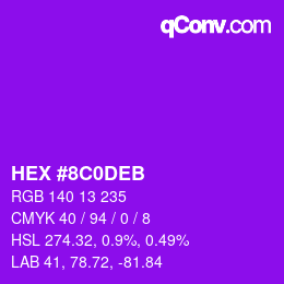 Color code: HEX #8C0DEB | qconv.com