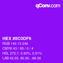 Color code: HEX #8C0DF6 | qconv.com