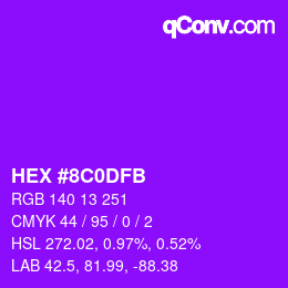 Farbcode: HEX #8C0DFB | qconv.com