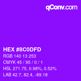 颜色代码: HEX #8C0DFD | qconv.com