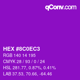 颜色代码: HEX #8C0EC3 | qconv.com