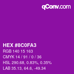 Color code: HEX #8C0FA3 | qconv.com
