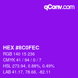カラーコード: HEX #8C0FEC | qconv.com