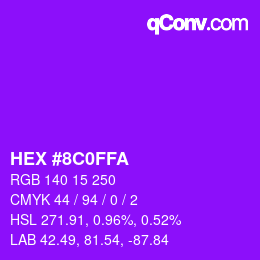 カラーコード: HEX #8C0FFA | qconv.com