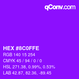 カラーコード: HEX #8C0FFE | qconv.com
