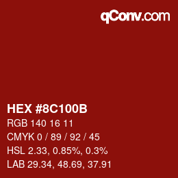 Color code: HEX #8C100B | qconv.com