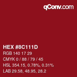 Color code: HEX #8C111D | qconv.com