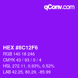 Color code: HEX #8C12F6 | qconv.com