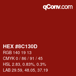 Color code: HEX #8C130D | qconv.com
