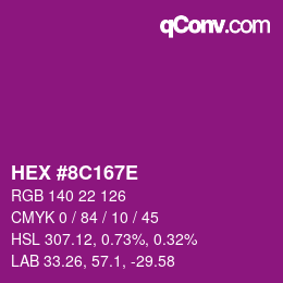 Color code: HEX #8C167E | qconv.com
