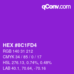 Color code: HEX #8C1FD4 | qconv.com