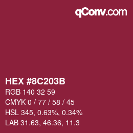 Color code: HEX #8C203B | qconv.com