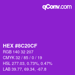 Color code: HEX #8C20CF | qconv.com