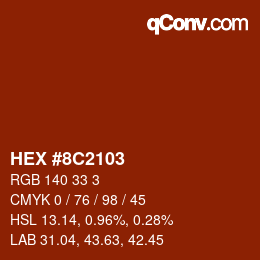 Color code: HEX #8C2103 | qconv.com