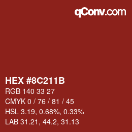 Color code: HEX #8C211B | qconv.com