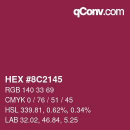 颜色代码: HEX #8C2145 | qconv.com