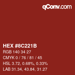 Color code: HEX #8C221B | qconv.com
