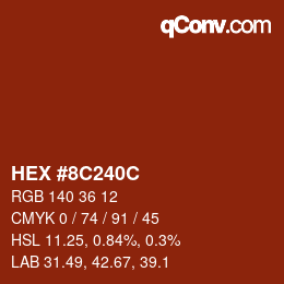 Color code: HEX #8C240C | qconv.com