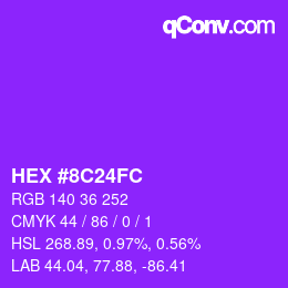 Color code: HEX #8C24FC | qconv.com