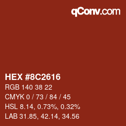 Color code: HEX #8C2616 | qconv.com