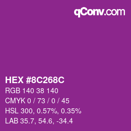 Color code: HEX #8C268C | qconv.com