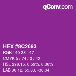 Color code: HEX #8C2693 | qconv.com