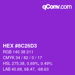 Color code: HEX #8C26D3 | qconv.com