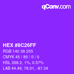Color code: HEX #8C26FF | qconv.com