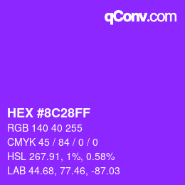 Color code: HEX #8C28FF | qconv.com