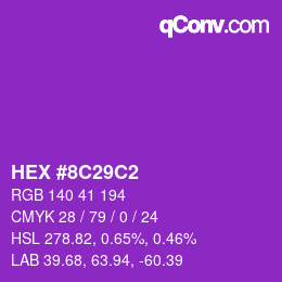 Color code: HEX #8C29C2 | qconv.com