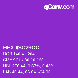 Farbcode: HEX #8C29CC | qconv.com