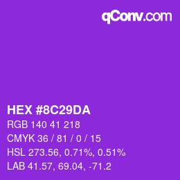カラーコード: HEX #8C29DA | qconv.com