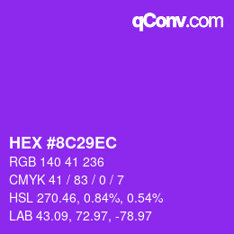 Color code: HEX #8C29EC | qconv.com