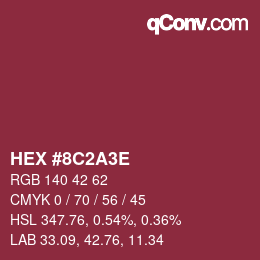 Color code: HEX #8C2A3E | qconv.com