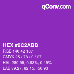 颜色代码: HEX #8C2ABB | qconv.com