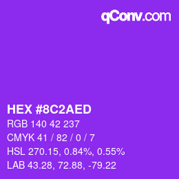 Color code: HEX #8C2AED | qconv.com