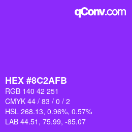 Color code: HEX #8C2AFB | qconv.com