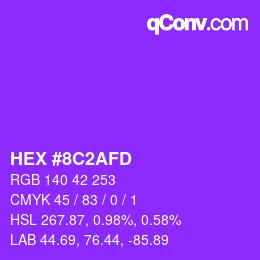 Color code: HEX #8C2AFD | qconv.com