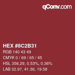 Color code: HEX #8C2B31 | qconv.com