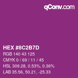 カラーコード: HEX #8C2B7D | qconv.com