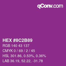 Color code: HEX #8C2B89 | qconv.com