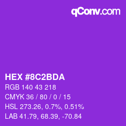 颜色代码: HEX #8C2BDA | qconv.com